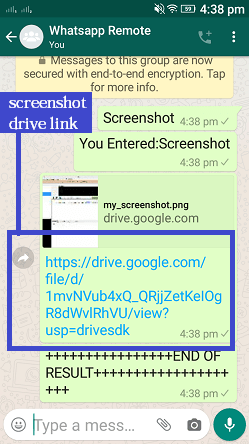 Screenshot command, whatsapp cloud remote